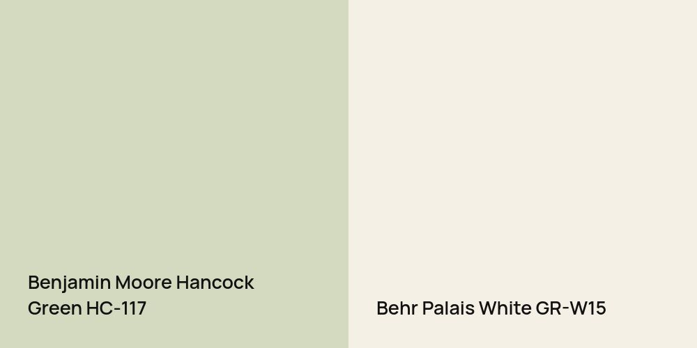 Benjamin Moore Hancock Green vs. Behr Palais White