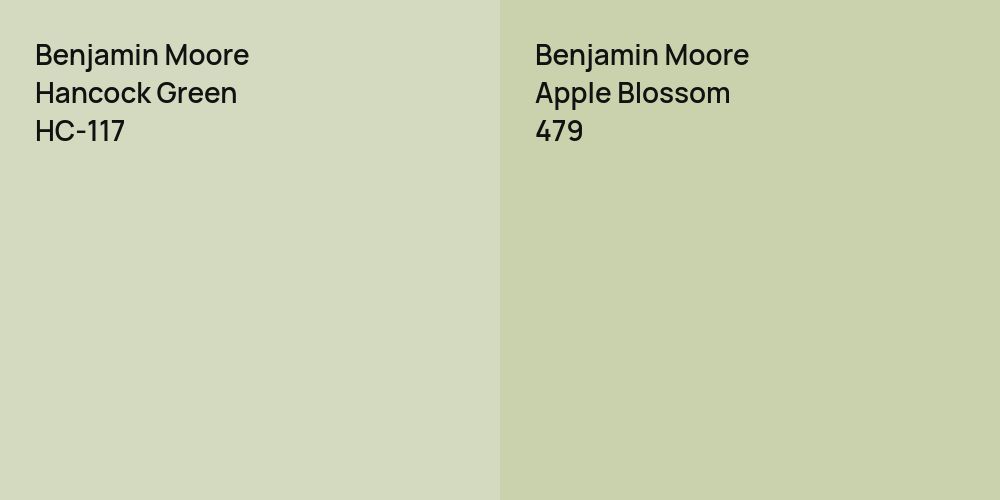 Benjamin Moore Hancock Green vs. Benjamin Moore Apple Blossom