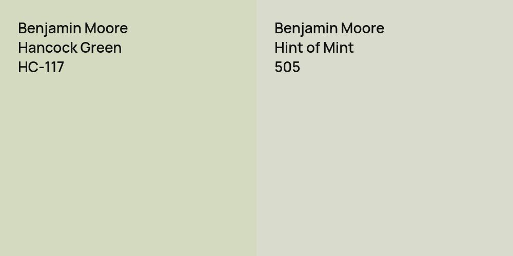 Benjamin Moore Hancock Green vs. Benjamin Moore Hint of Mint