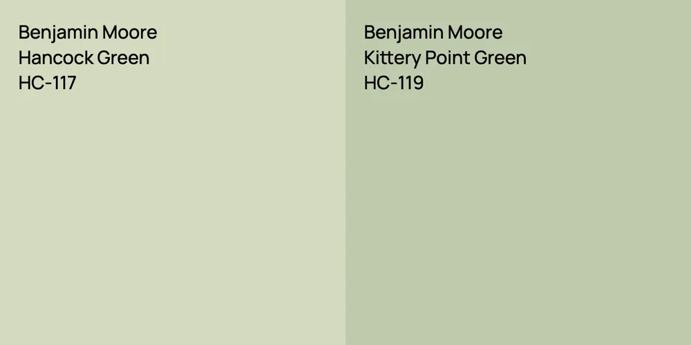 Benjamin Moore Hancock Green vs. Benjamin Moore Kittery Point Green