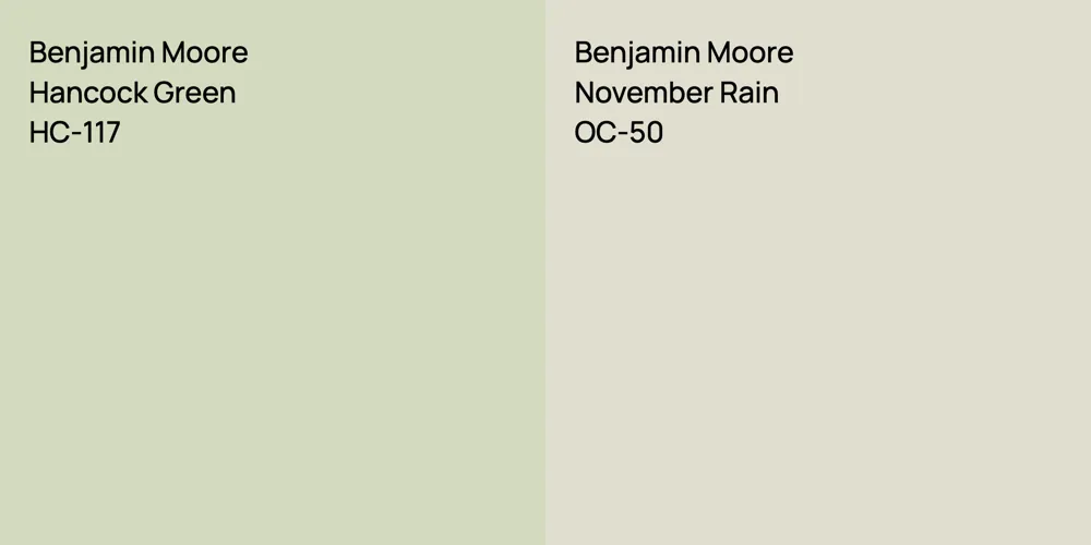 Benjamin Moore Hancock Green vs. Benjamin Moore November Rain