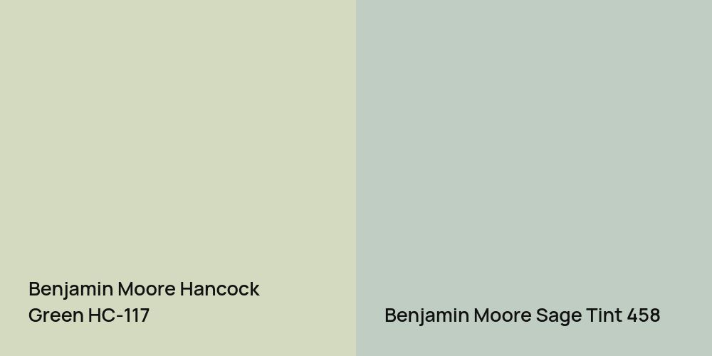 Benjamin Moore Hancock Green vs. Benjamin Moore Sage Tint