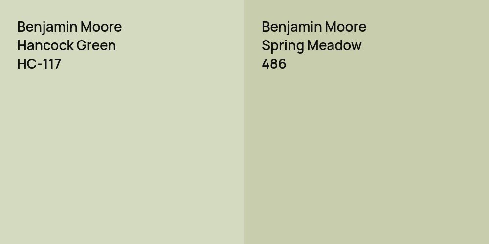 Benjamin Moore Hancock Green vs. Benjamin Moore Spring Meadow