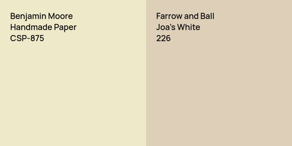 Benjamin Moore Handmade Paper vs. Farrow and Ball Joa's White