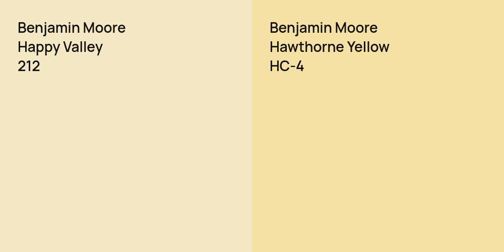 Benjamin Moore Happy Valley vs. Benjamin Moore Hawthorne Yellow