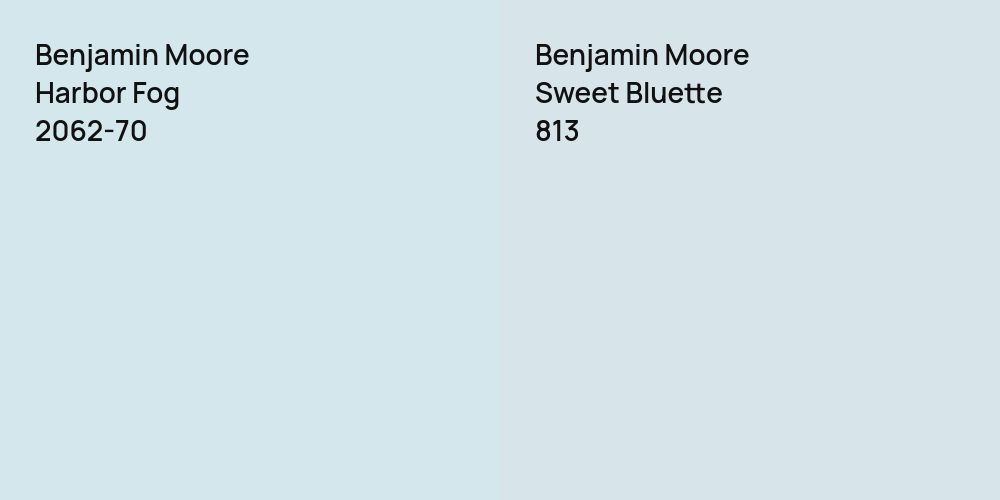 Benjamin Moore Harbor Fog vs. Benjamin Moore Sweet Bluette