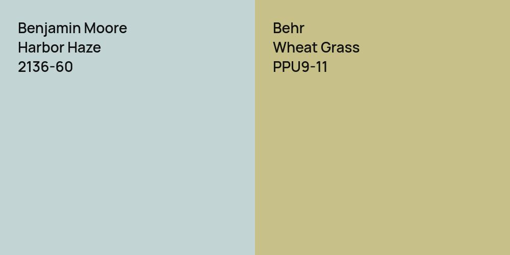 Benjamin Moore Harbor Haze vs. Behr Wheat Grass