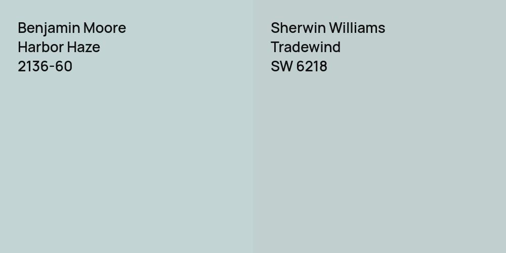 Benjamin Moore Harbor Haze vs. Sherwin Williams Tradewind