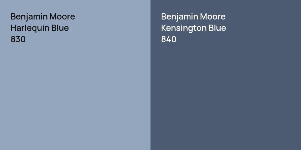 Benjamin Moore Harlequin Blue vs. Benjamin Moore Kensington Blue