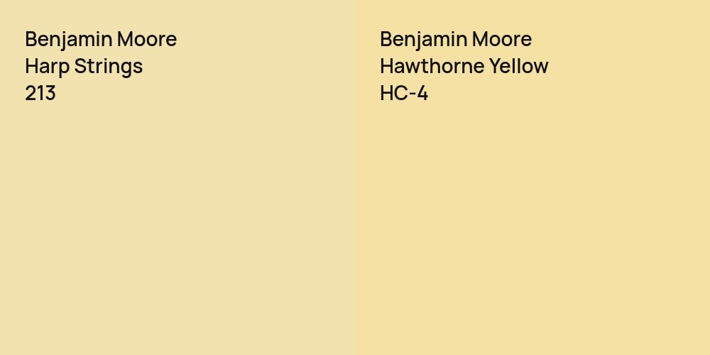 Benjamin Moore Harp Strings vs. Benjamin Moore Hawthorne Yellow