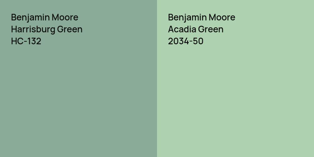 Benjamin Moore Harrisburg Green vs. Benjamin Moore Acadia Green