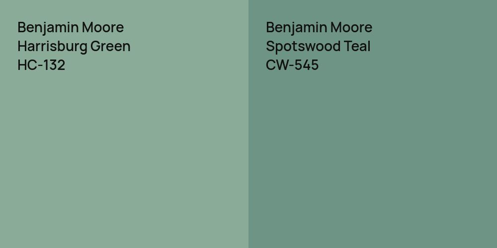 Benjamin Moore Harrisburg Green vs. Benjamin Moore Spotswood Teal