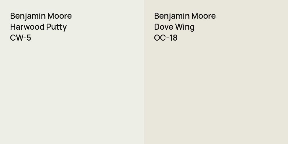 Benjamin Moore Harwood Putty vs. Benjamin Moore Dove Wing