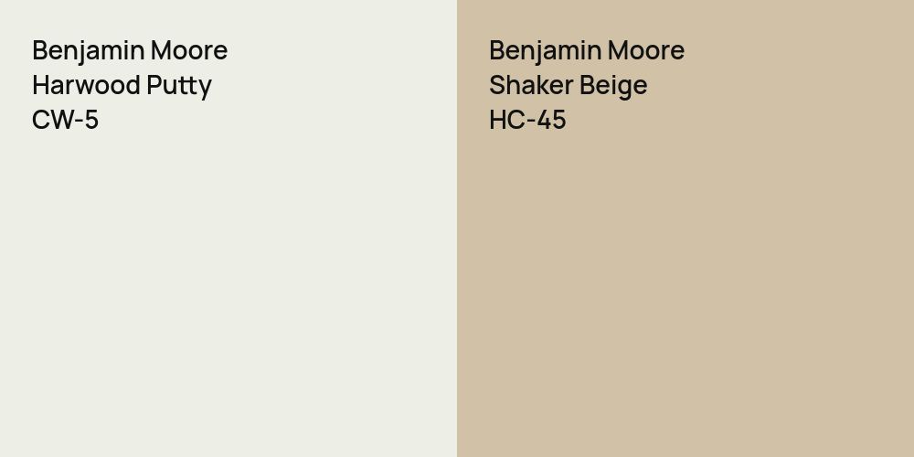 Benjamin Moore Harwood Putty vs. Benjamin Moore Shaker Beige