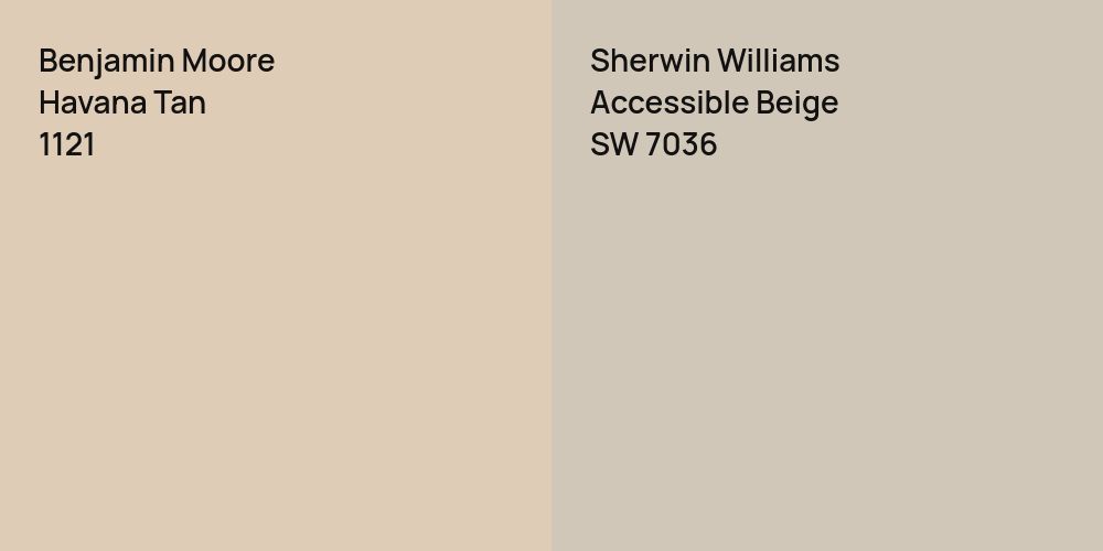 Benjamin Moore Havana Tan vs. Sherwin Williams Accessible Beige