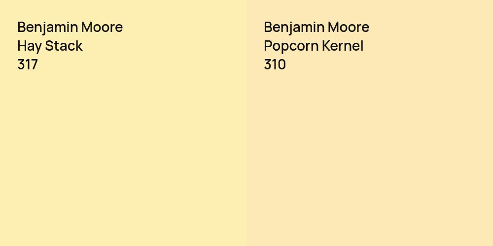 Benjamin Moore Hay Stack vs. Benjamin Moore Popcorn Kernel