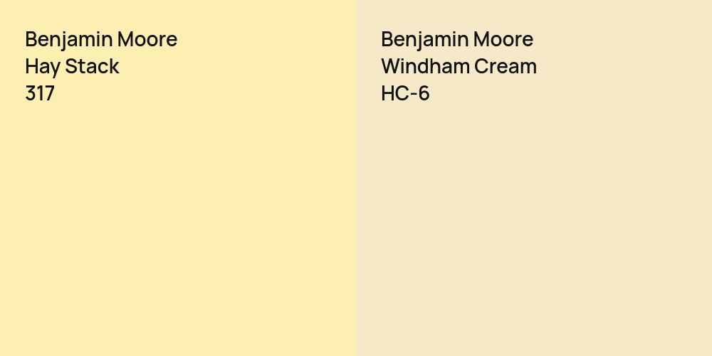 Benjamin Moore Hay Stack vs. Benjamin Moore Windham Cream