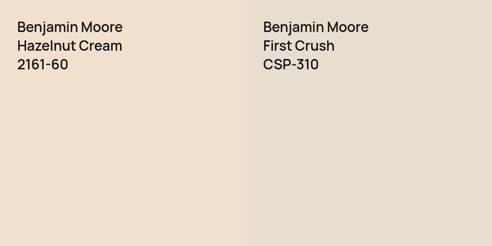 Benjamin Moore Hazelnut Cream vs. Benjamin Moore First Crush