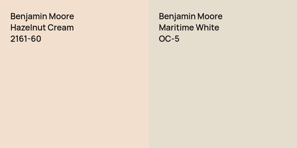 Benjamin Moore Hazelnut Cream vs. Benjamin Moore Maritime White