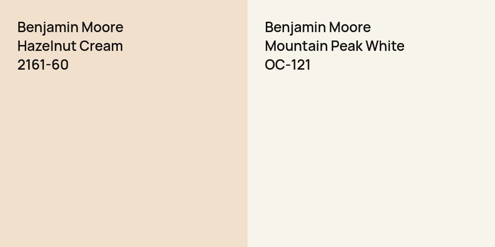 Benjamin Moore Hazelnut Cream vs. Benjamin Moore Mountain Peak White