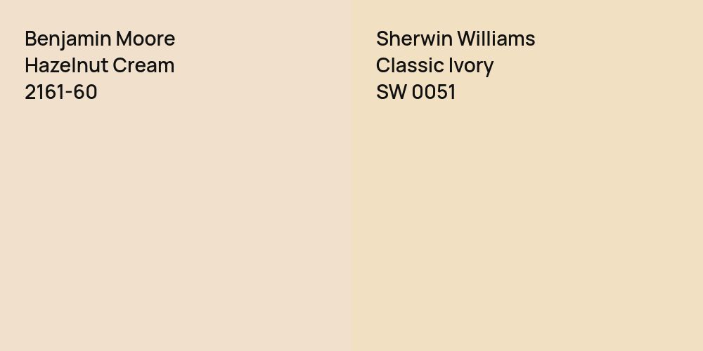 Benjamin Moore Hazelnut Cream vs. Sherwin Williams Classic Ivory