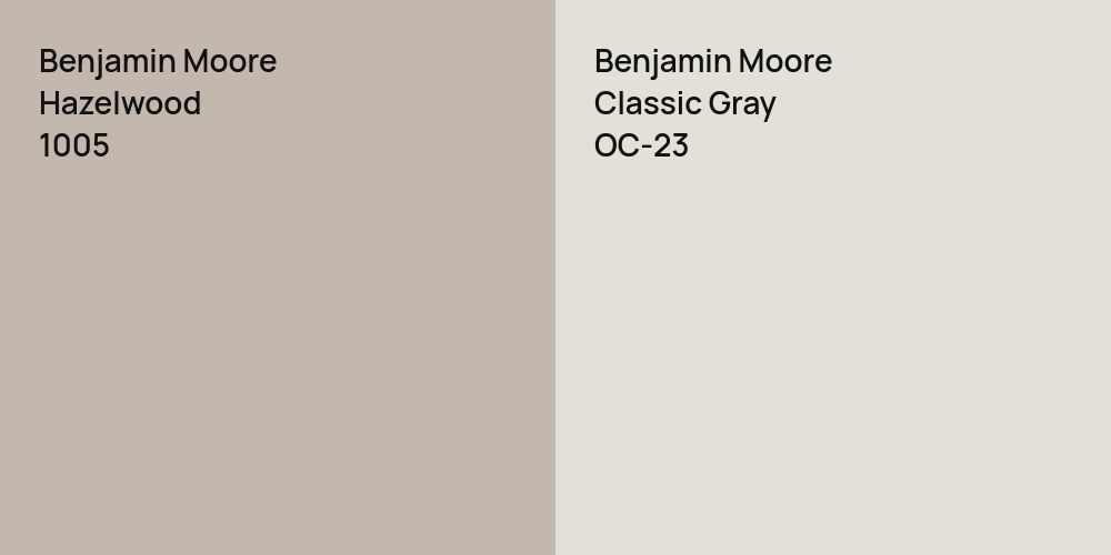 Benjamin Moore Hazelwood vs. Benjamin Moore Classic Gray