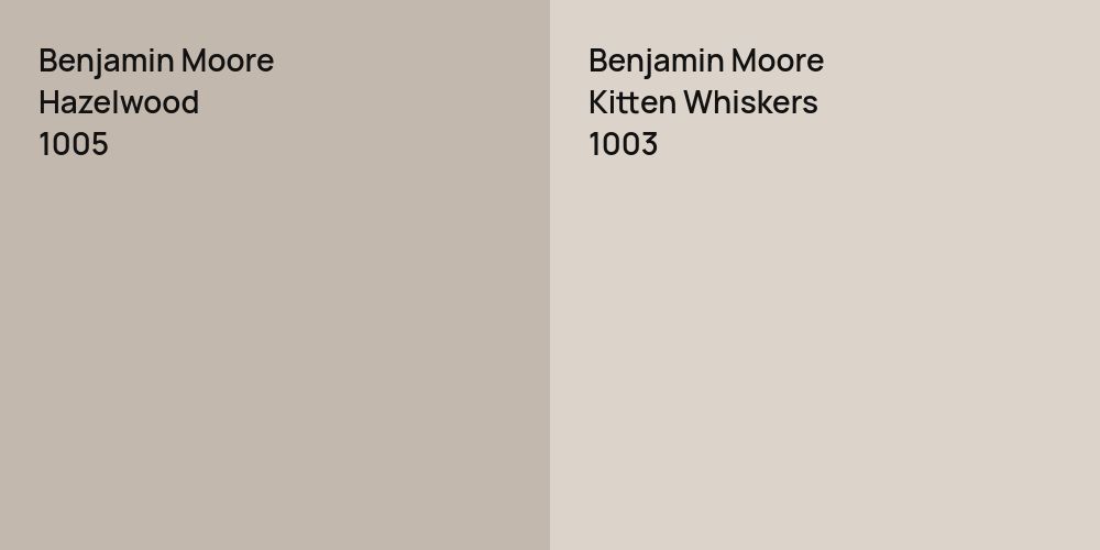 Benjamin Moore Hazelwood vs. Benjamin Moore Kitten Whiskers