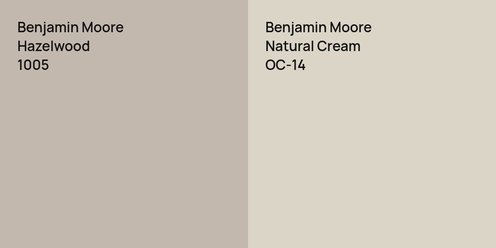 Benjamin Moore Hazelwood vs. Benjamin Moore Natural Cream