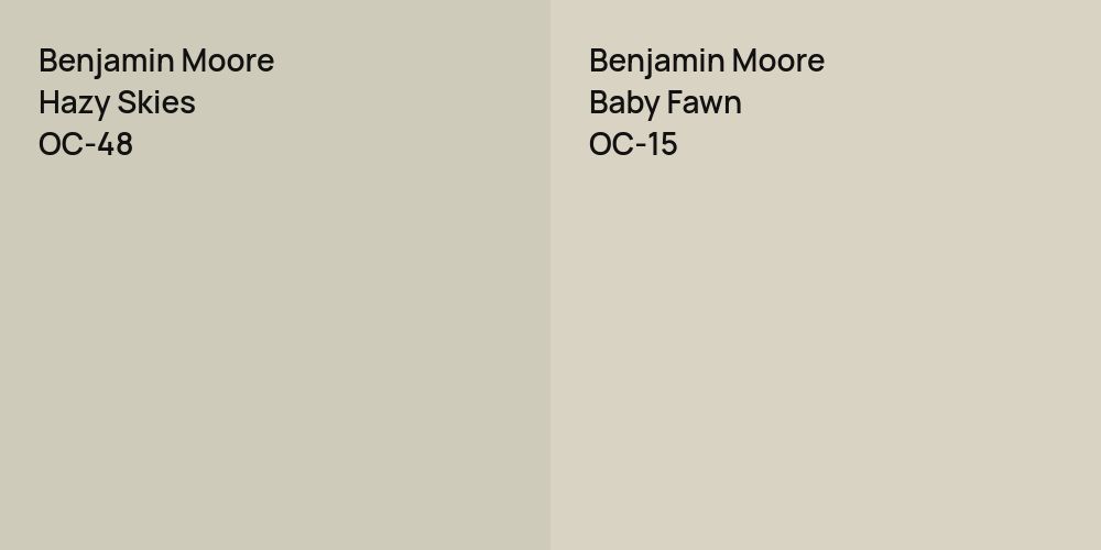 Benjamin Moore Hazy Skies vs. Benjamin Moore Baby Fawn