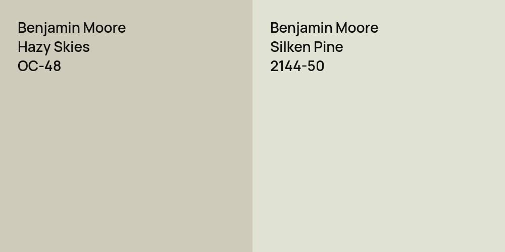 Benjamin Moore Hazy Skies vs. Benjamin Moore Silken Pine