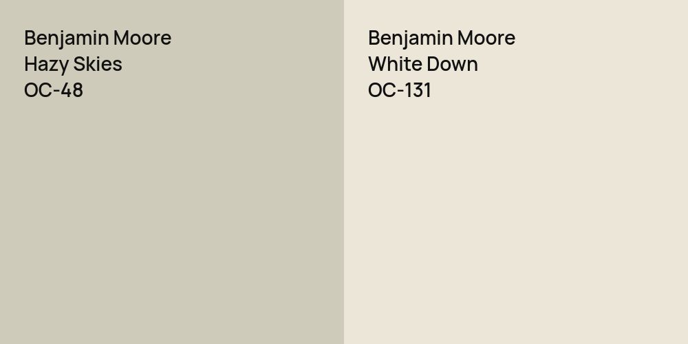 Benjamin Moore Hazy Skies vs. Benjamin Moore White Down