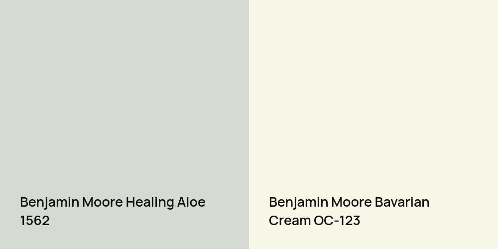 Benjamin Moore Healing Aloe vs. Benjamin Moore Bavarian Cream