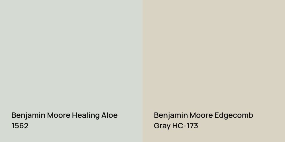 Benjamin Moore Healing Aloe vs. Benjamin Moore Edgecomb Gray