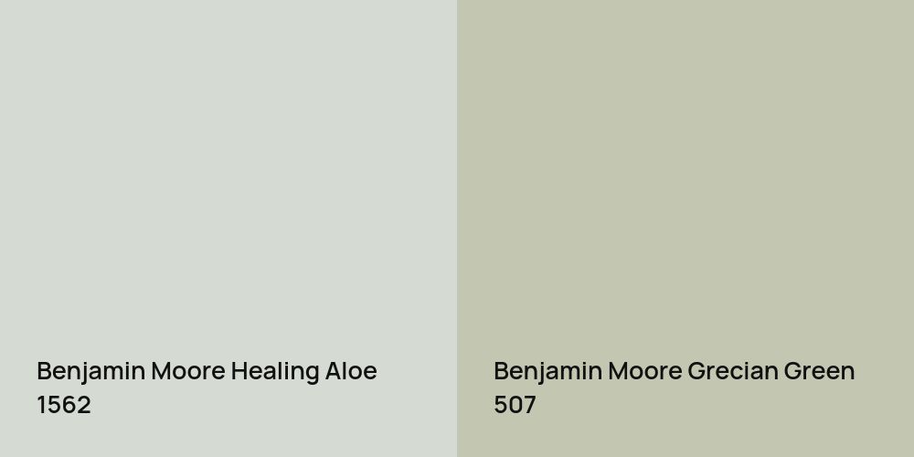 Benjamin Moore Healing Aloe vs. Benjamin Moore Grecian Green