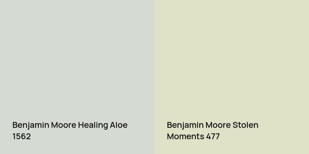 Benjamin Moore Healing Aloe vs. Benjamin Moore Stolen Moments