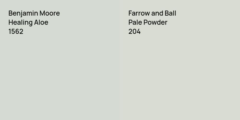 Benjamin Moore Healing Aloe vs. Farrow and Ball Pale Powder