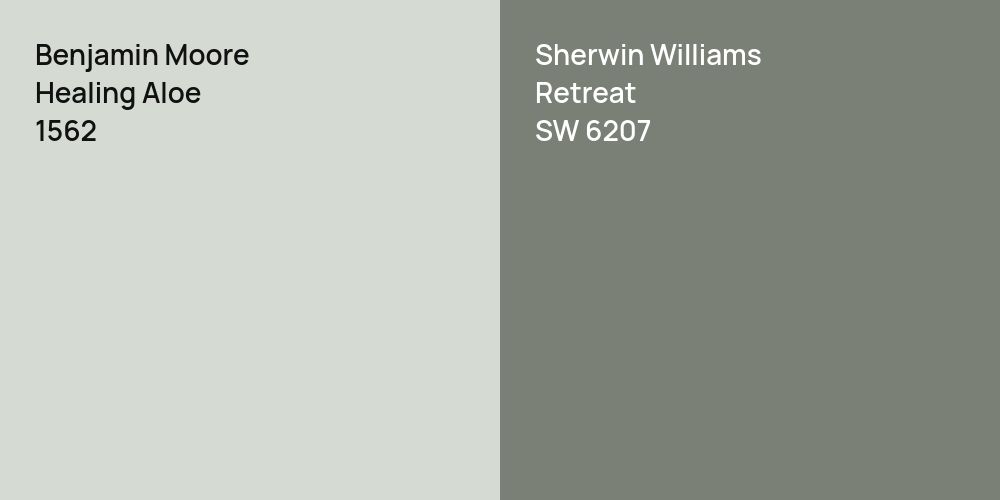 Benjamin Moore Healing Aloe vs. Sherwin Williams Retreat