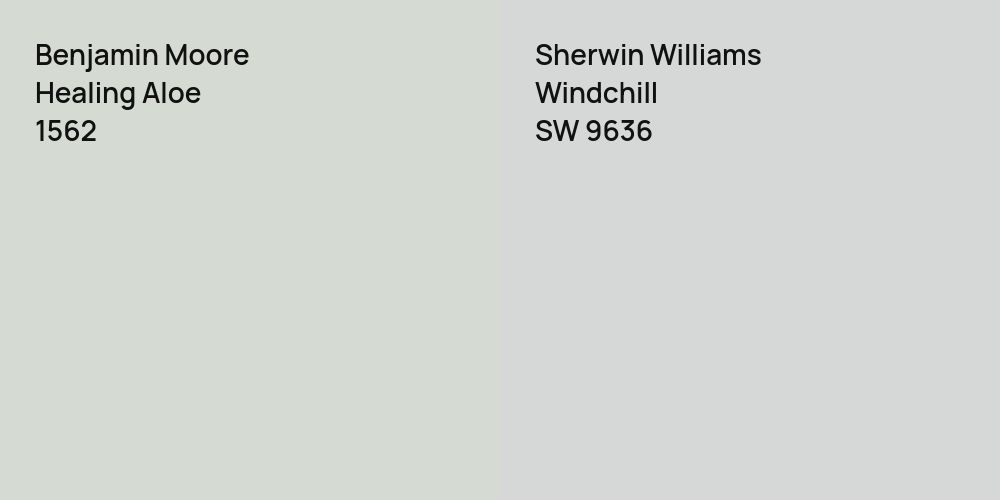 Benjamin Moore Healing Aloe vs. Sherwin Williams Windchill