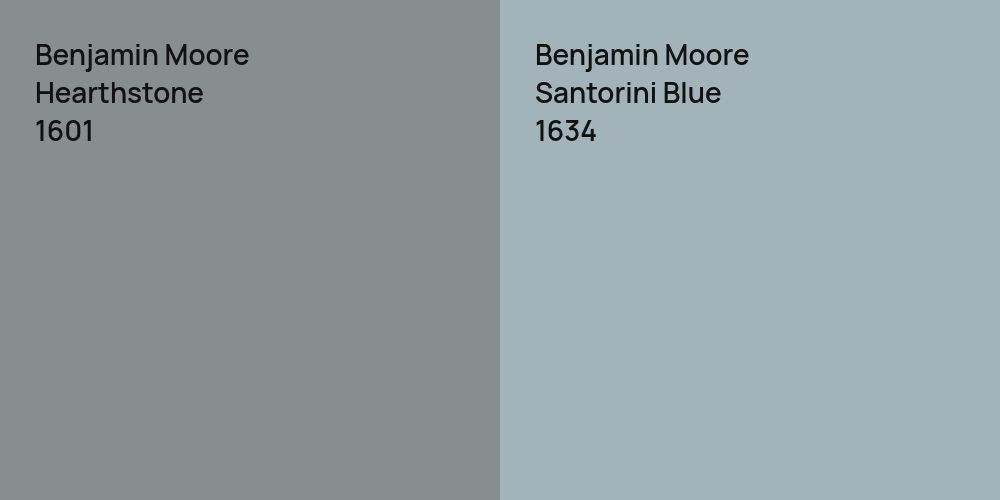 Benjamin Moore Hearthstone vs. Benjamin Moore Santorini Blue