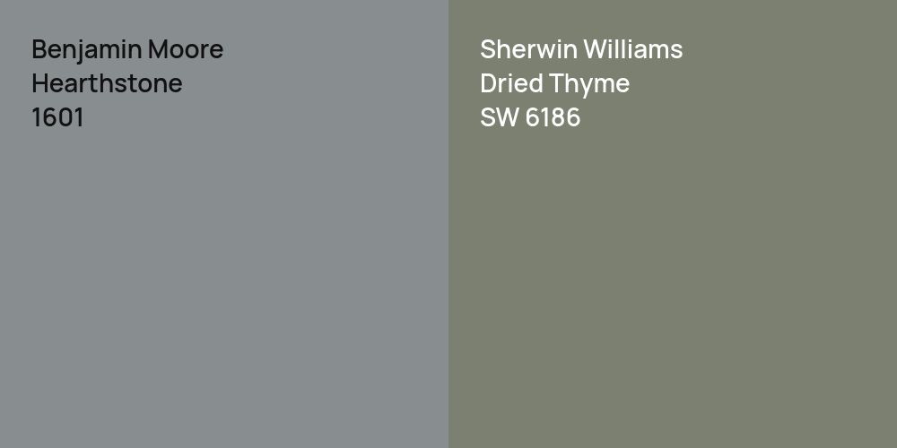 Benjamin Moore Hearthstone vs. Sherwin Williams Dried Thyme