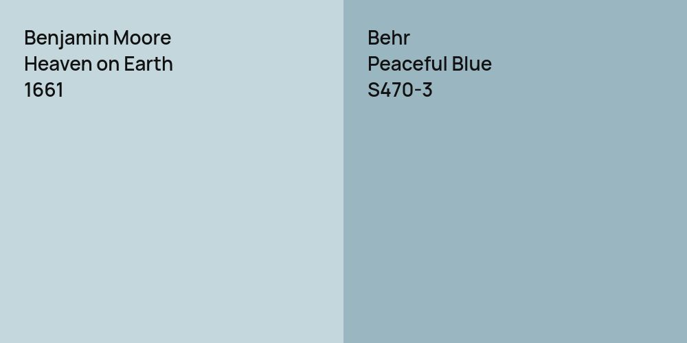 Benjamin Moore Heaven on Earth vs. Behr Peaceful Blue