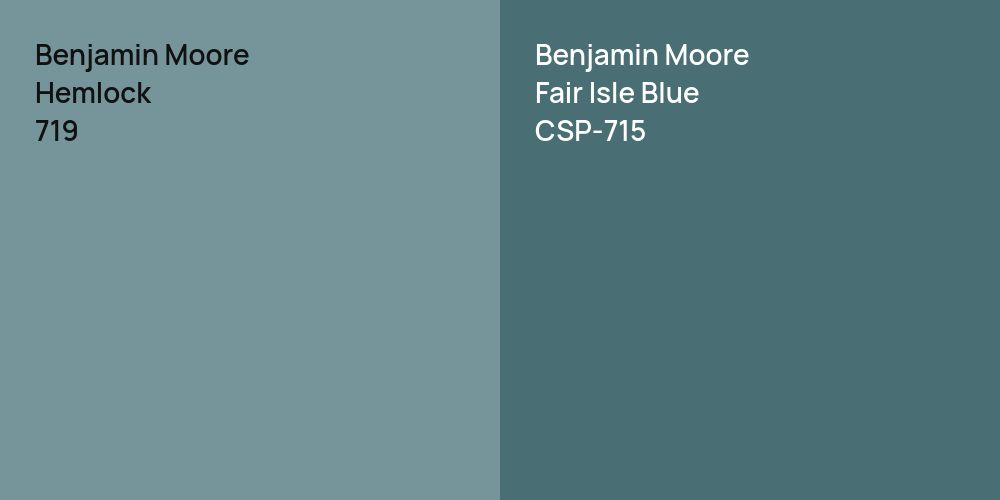 Benjamin Moore Hemlock vs. Benjamin Moore Fair Isle Blue