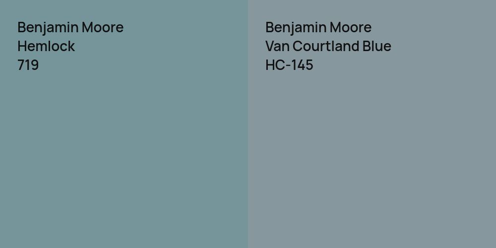 Benjamin Moore Hemlock vs. Benjamin Moore Van Courtland Blue