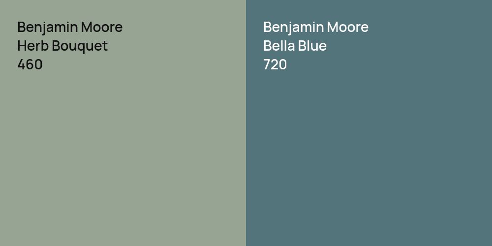 Benjamin Moore Herb Bouquet vs. Benjamin Moore Bella Blue