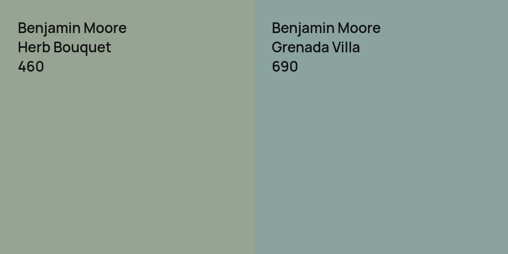 Benjamin Moore Herb Bouquet vs. Benjamin Moore Grenada Villa