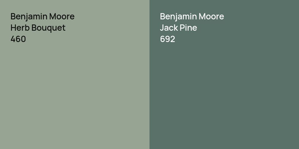 Benjamin Moore Herb Bouquet vs. Benjamin Moore Jack Pine