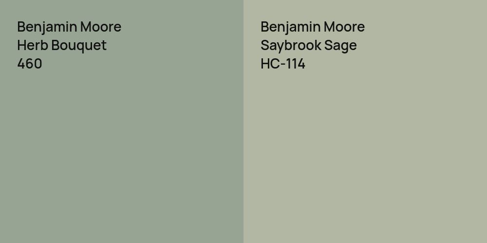 Benjamin Moore Herb Bouquet vs. Benjamin Moore Saybrook Sage