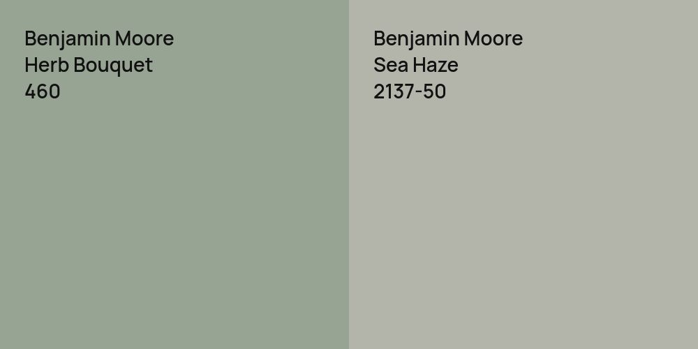 Benjamin Moore Herb Bouquet vs. Benjamin Moore Sea Haze