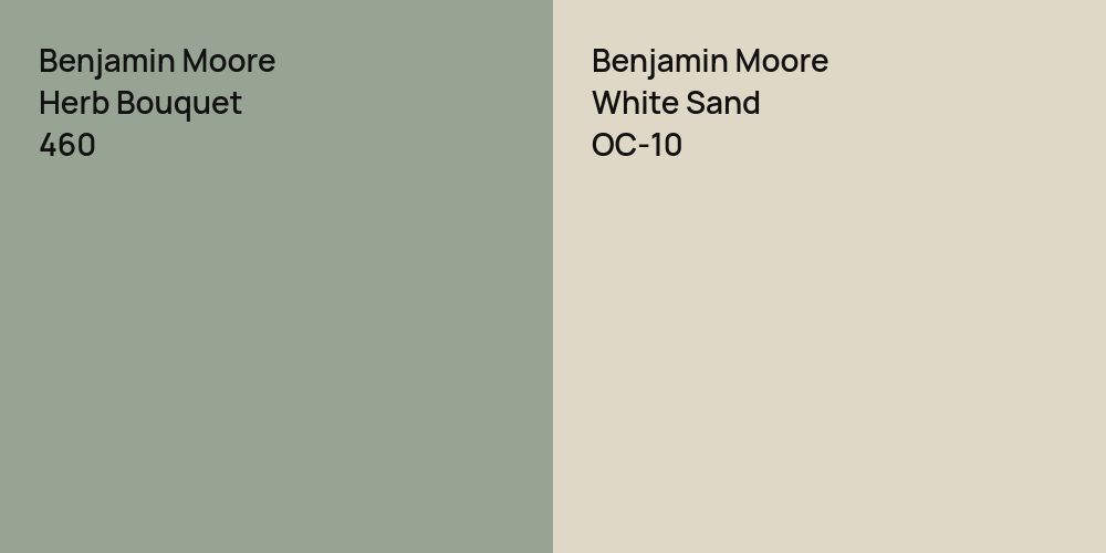 Benjamin Moore Herb Bouquet vs. Benjamin Moore White Sand