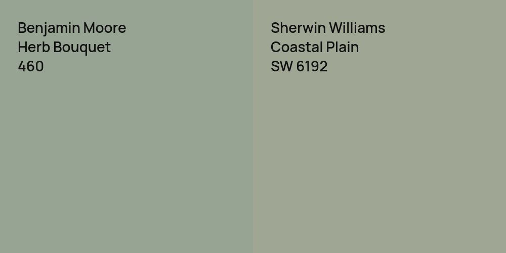 Benjamin Moore Herb Bouquet vs. Sherwin Williams Coastal Plain